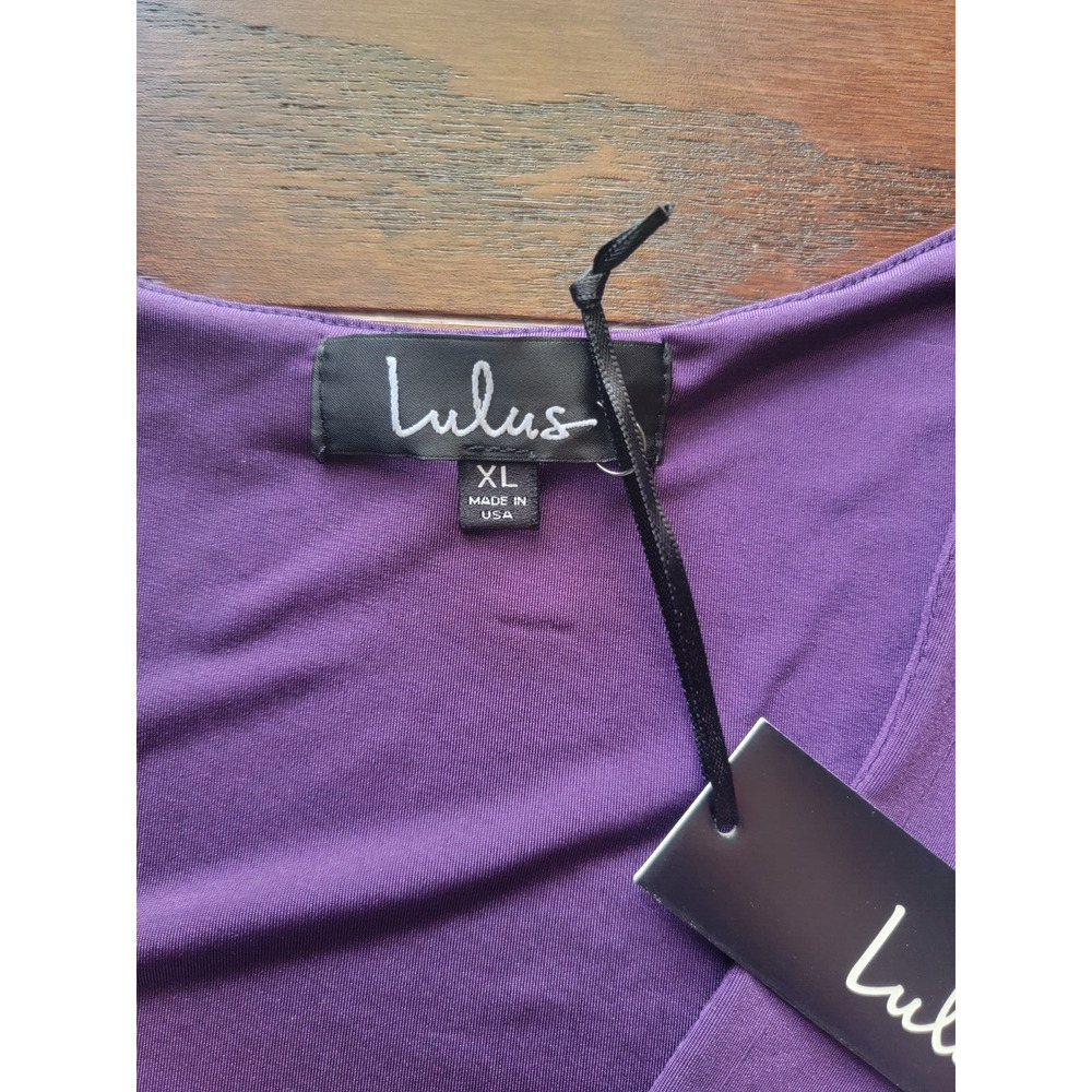 NWT Lulus Womens XL Maxi Dress Faux Wrap V Neck Long Sleeve Purple - Picture 8 of 10